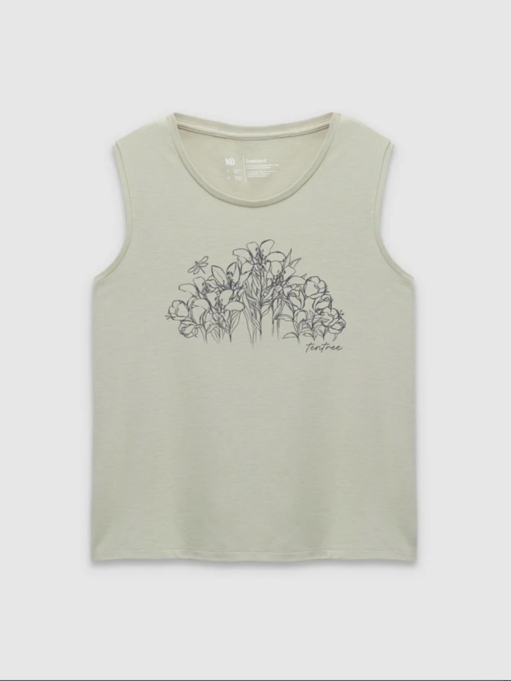 TENTREE Lakeside Florals Tank Treeblend Graphic Crew Neck Tank. Sz Large